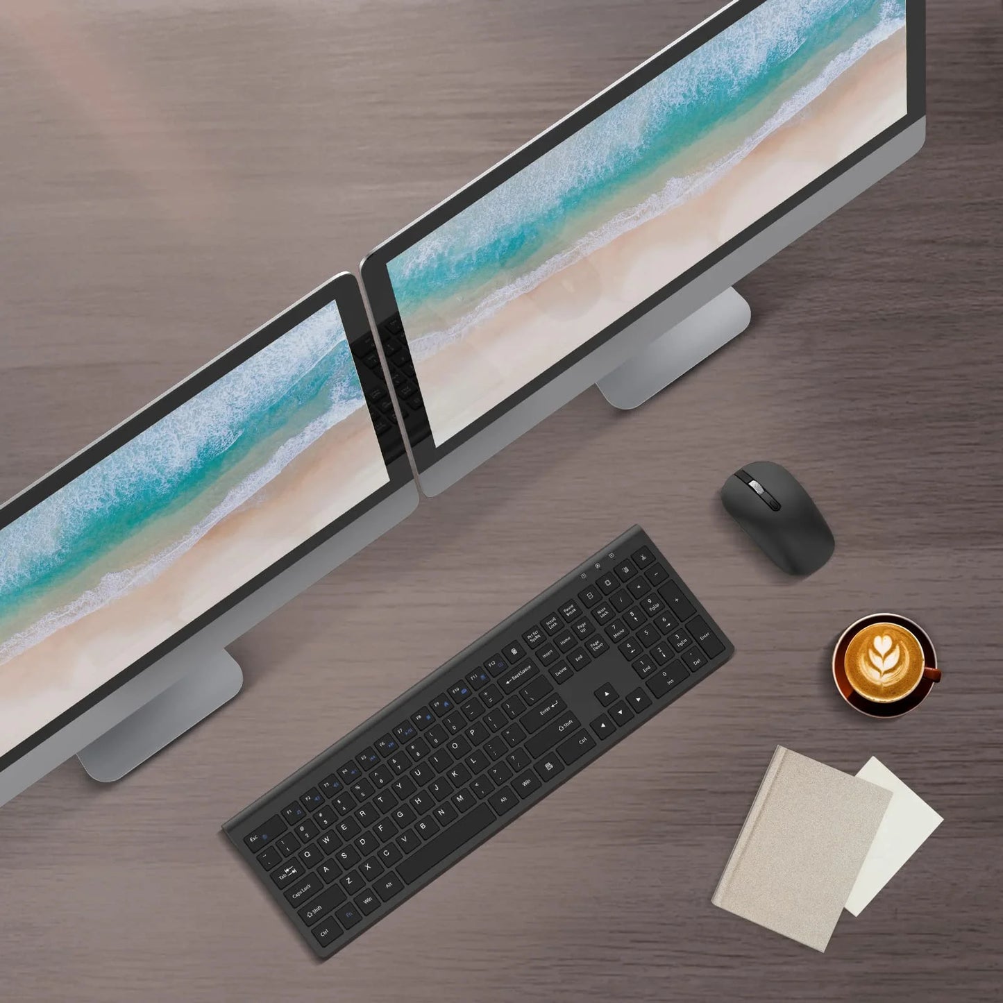 Wireless Keyboard and Mouse Combo, cimetech 2.4G Full-Sized Ultra-Slim Computer Keyboard and 3 Level DPI Adjustable Cordless USB Mouse for Computer/Laptop/PC/Windows(Black)