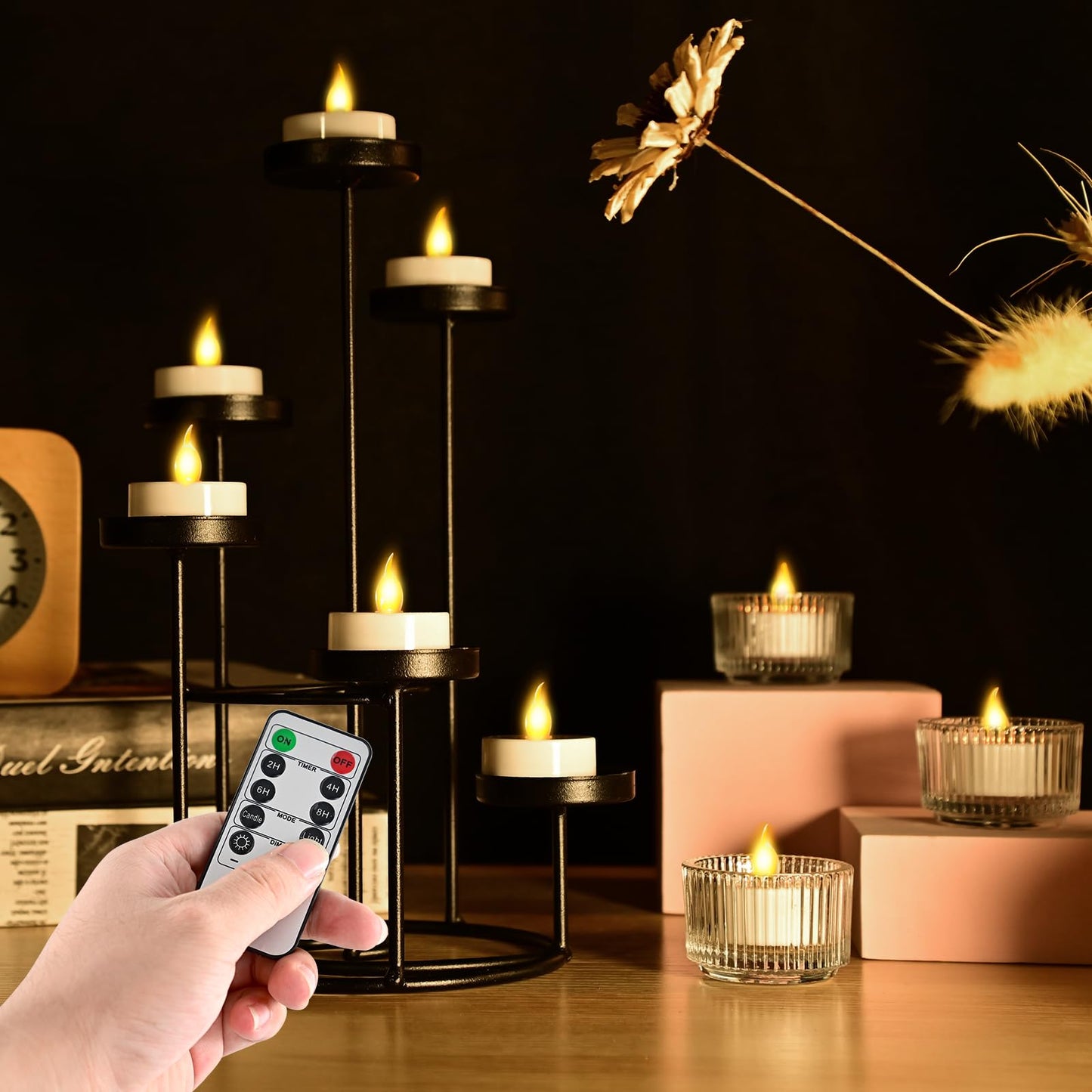 LED Tea Lights Candles 12 Pack Flameless Candles, Realistic Battery Operated Candles for Home Decoration, Flickering Bright Votive Candles with Warm Yellow Light for Party, Wedding, Valentine's Day