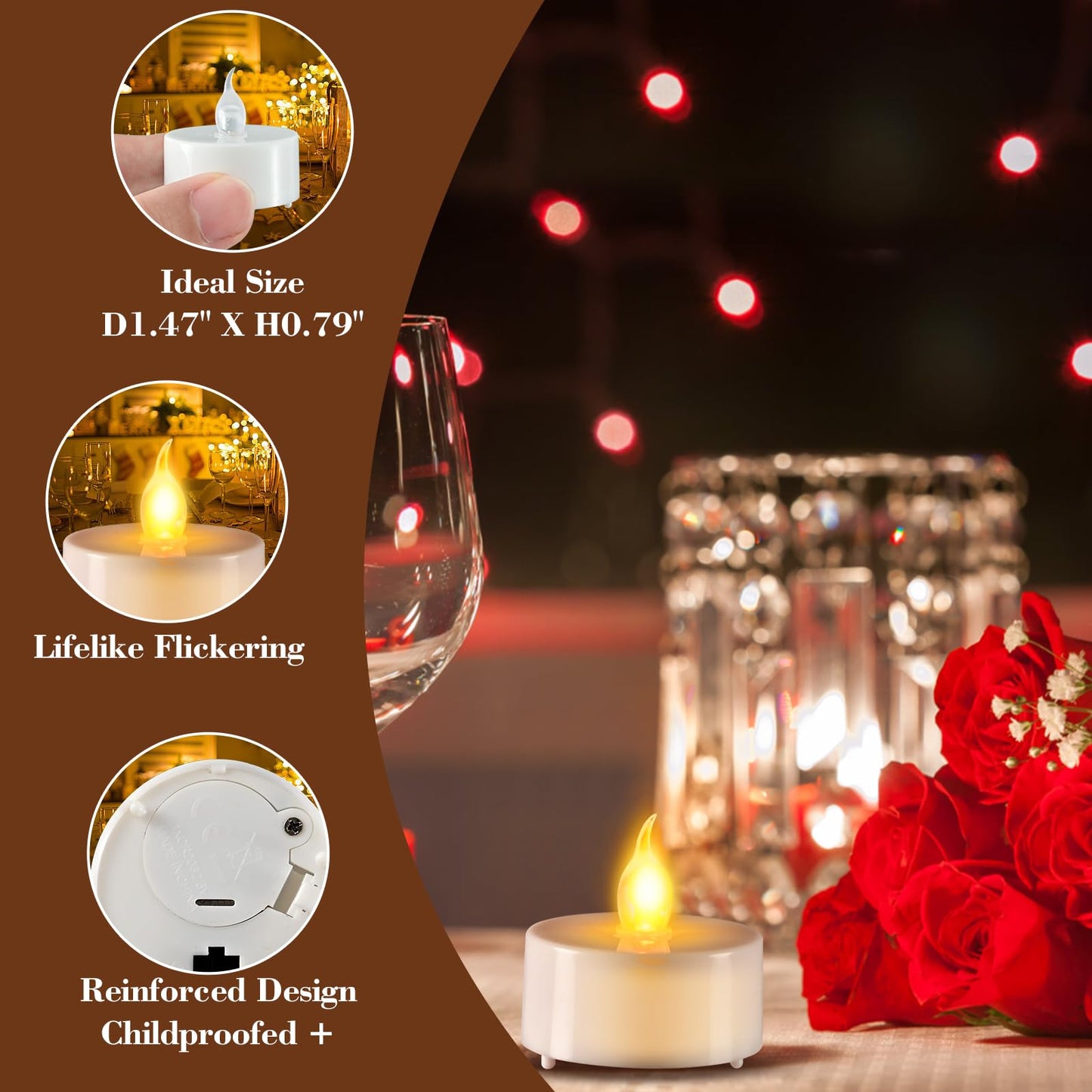 LED Tea Lights Candles 12 Pack Flameless Candles, Realistic Battery Operated Candles for Home Decoration, Flickering Bright Votive Candles with Warm Yellow Light for Party, Wedding, Valentine's Day