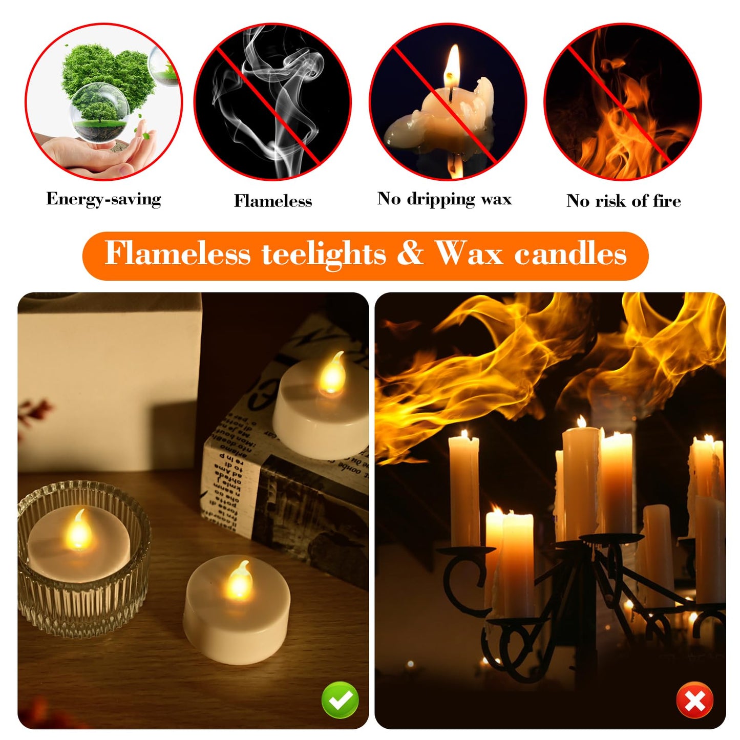 LED Tea Lights Candles 12 Pack Flameless Candles, Realistic Battery Operated Candles for Home Decoration, Flickering Bright Votive Candles with Warm Yellow Light for Party, Wedding, Valentine's Day