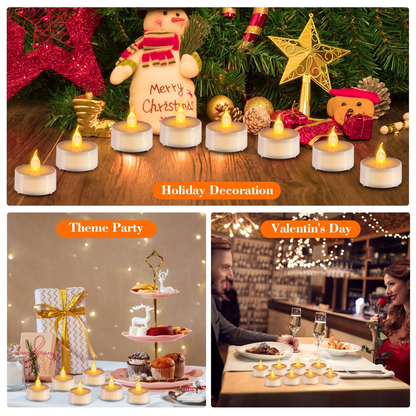 LED Tea Lights Candles 12 Pack Flameless Candles, Realistic Battery Operated Candles for Home Decoration, Flickering Bright Votive Candles with Warm Yellow Light for Party, Wedding, Valentine's Day