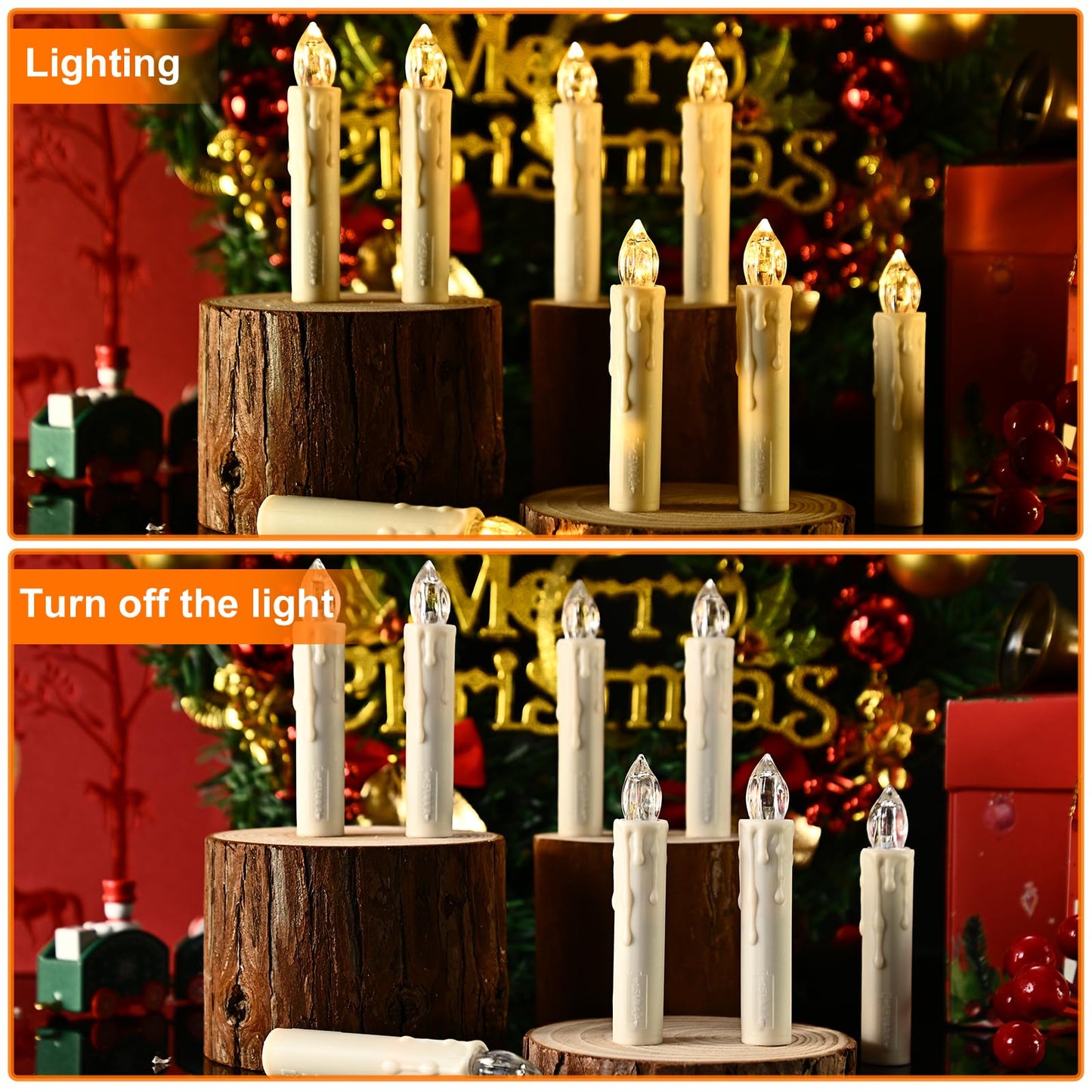 Floating Candles with Remote Control, Christmas Decoration 20pcs Flickering Magic Hanging Flameless Candles with Clips/Hooks, Fall Table Decor Home Room Birthday Party Anniversaries