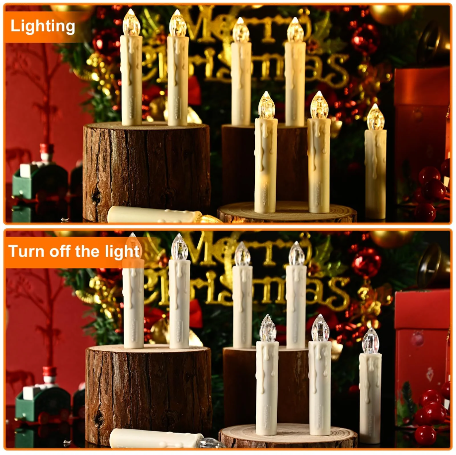 20PCS Floating Candles with Remote Control, Christmas Decoration Flickering Magic Hanging Flameless Candles with Clips/Hooks, Fall Table Decor Home Room Birthday Party Anniversaries