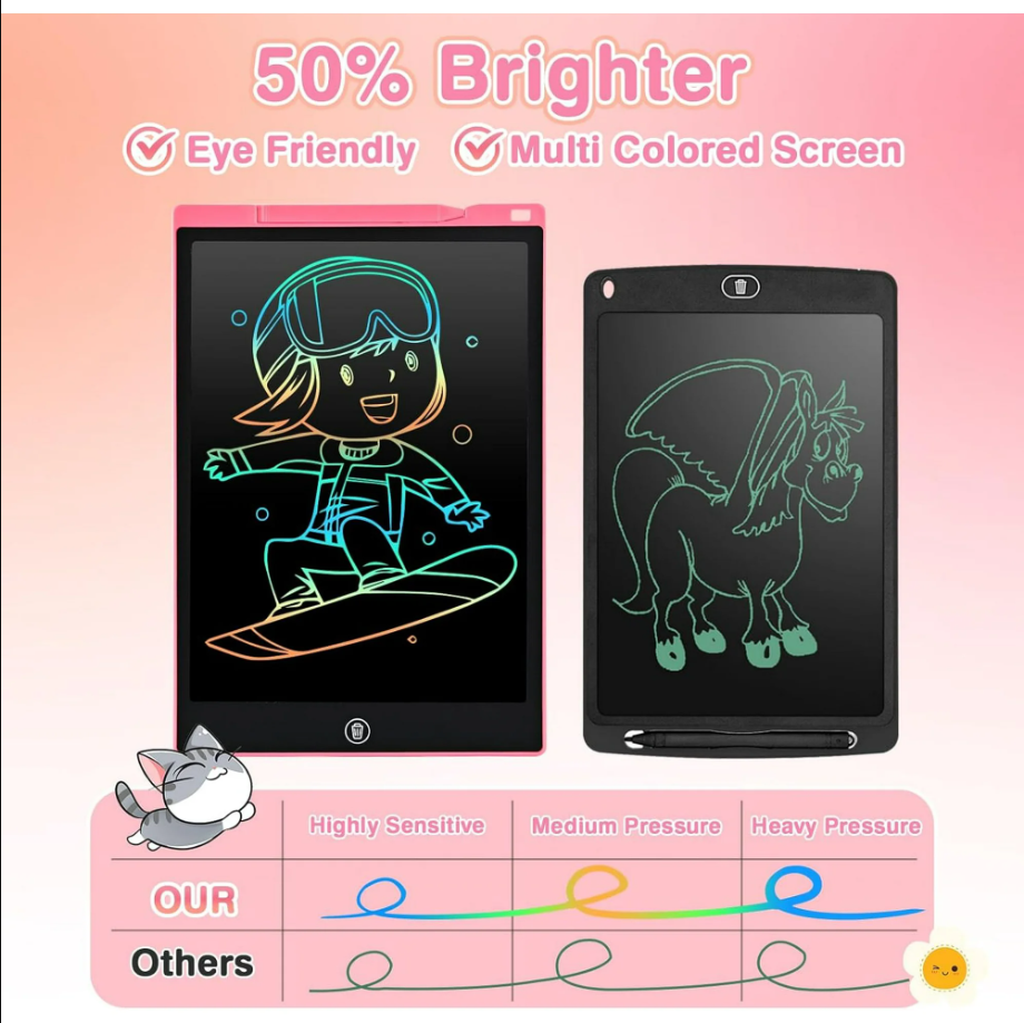 Cimetech LCD Writing Tablet, 12 inch Reusable Drawing Pad for Kids, Colorful Screen Drawing Tablet Doodle Board w/ Stylus Pen, Toy for 3 4 5 6 7 8 Years Old Kids, Gifts for Kids and Adults, Pink