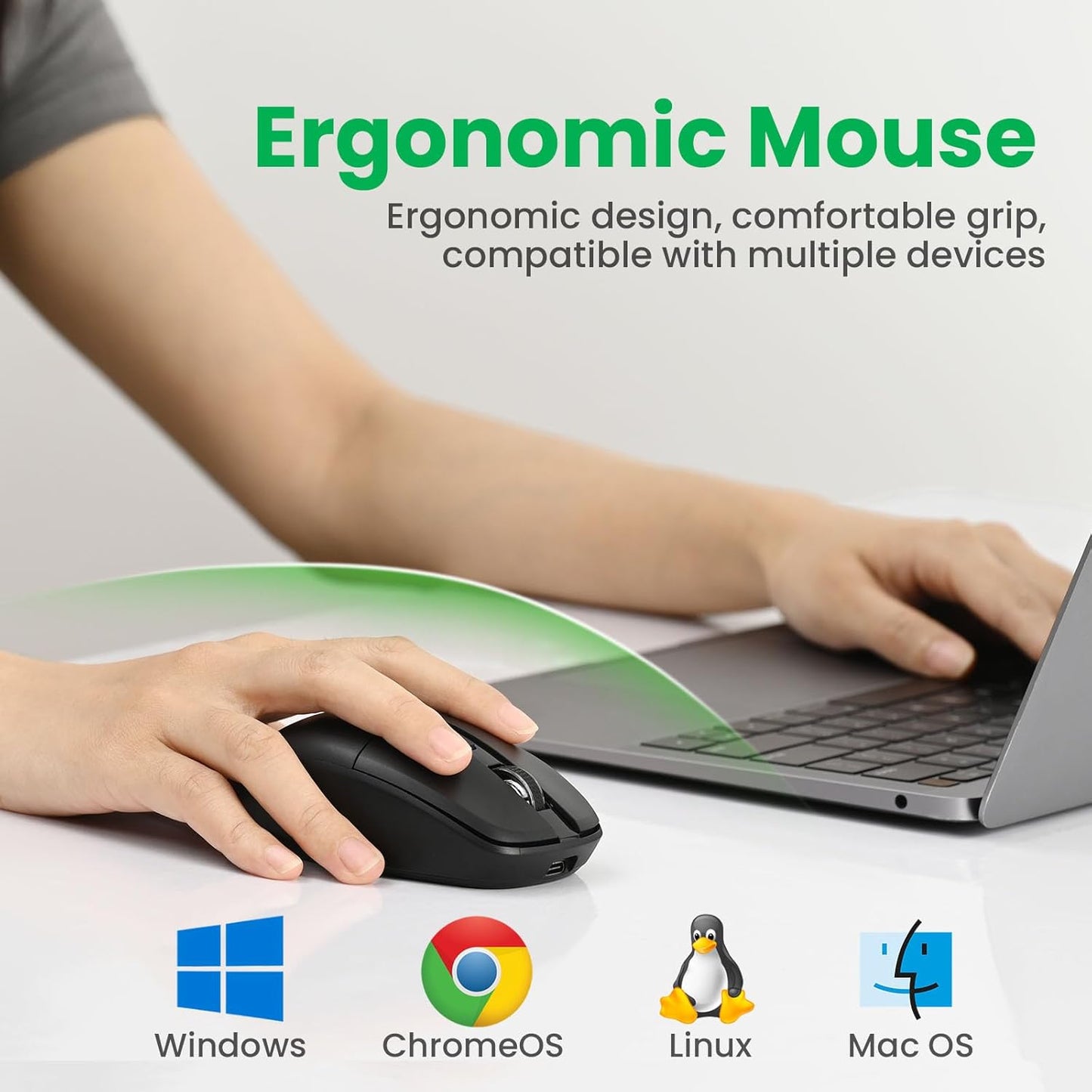 RaceGT USB C Wireless Mouse, 2.4G Rechargeable Portable Silent Mouse, RGB Lighting Type C Receiver Wireless Mice, Slim Travel Mouse for MacBook Air, Laptop, MacBook, Chromebook, Android, Windows, PC