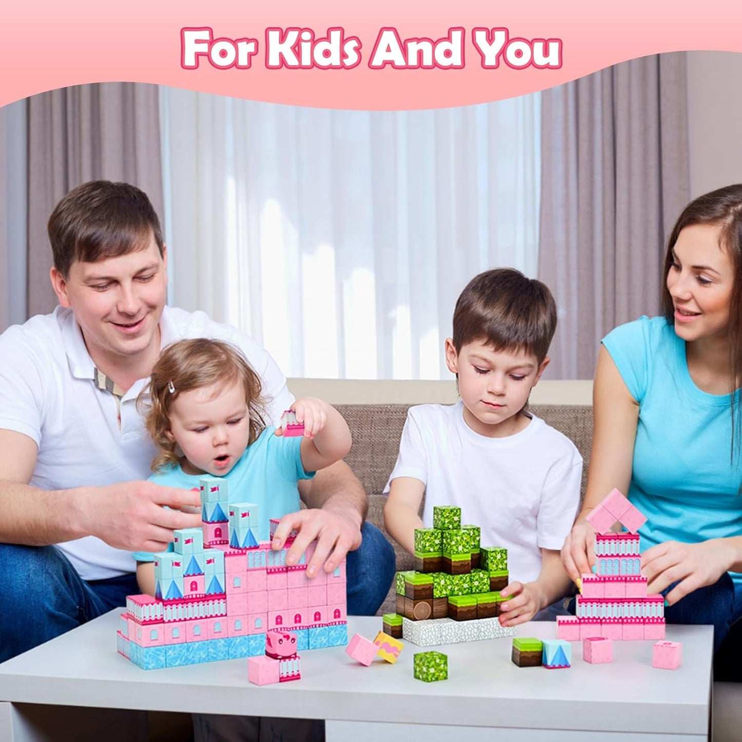 Magnetic Blocks for Girls Toys- 100pcs Magnet Castle Building Set, Magnetic Toys for Montessori Toddler, Birthday Gifts for Kids 3+ Years Old, STEM Montessori Sensory Toys for Boys & Girls