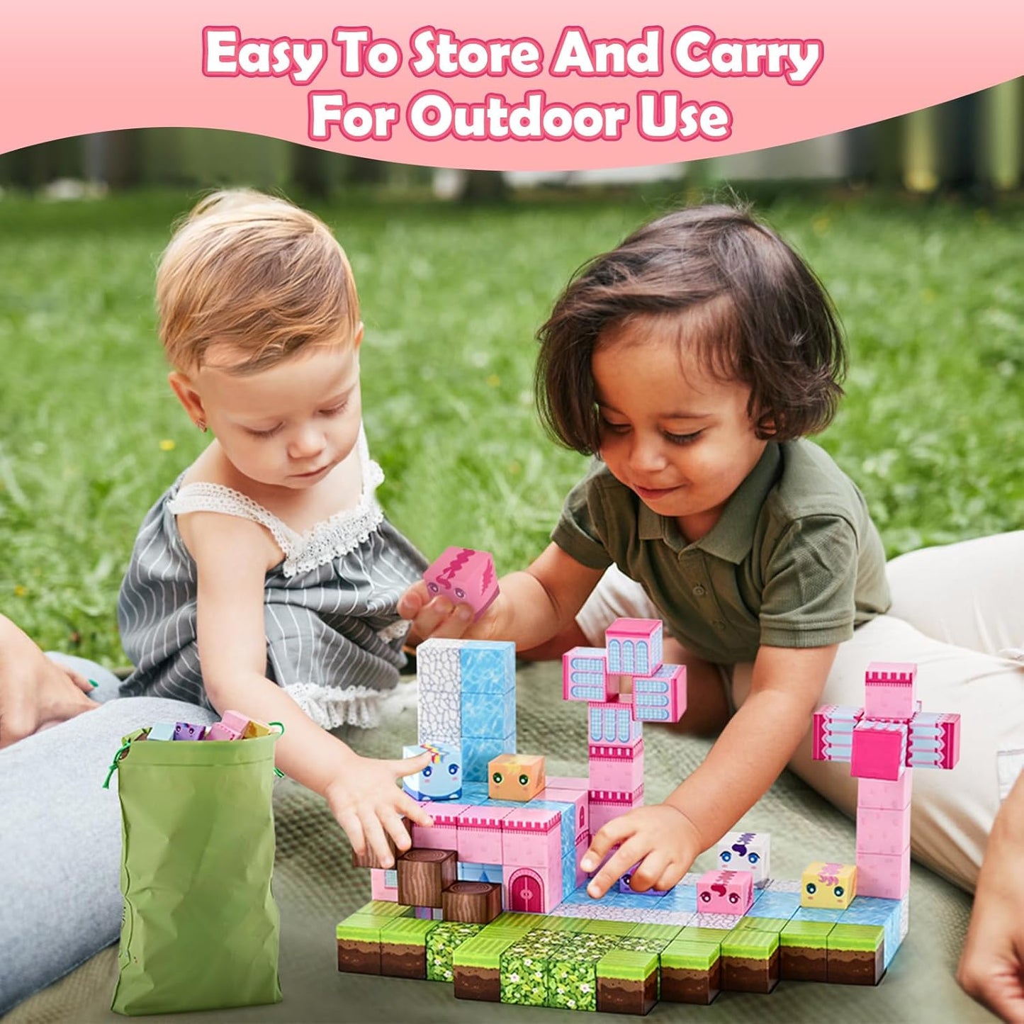 Magnetic Blocks for Girls Toys- 100pcs Magnet Castle Building Set, Magnetic Toys for Montessori Toddler, Birthday Gifts for Kids 3+ Years Old, STEM Montessori Sensory Toys for Boys & Girls