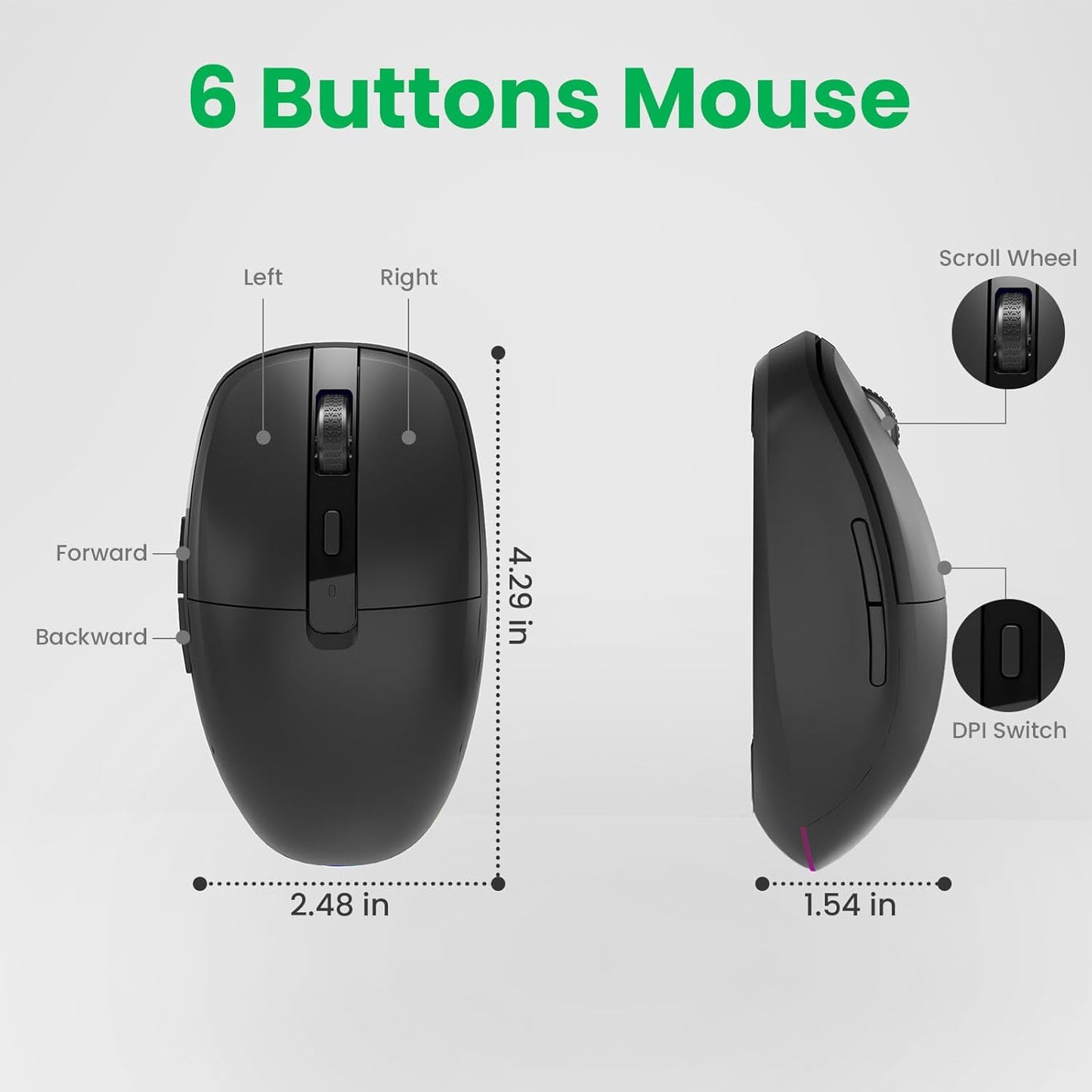 RaceGT USB C Wireless Mouse, 2.4G Rechargeable Portable Silent Mouse, RGB Lighting Type C Receiver Wireless Mice, Slim Travel Mouse for MacBook Air, Laptop, MacBook, Chromebook, Android, Windows, PC