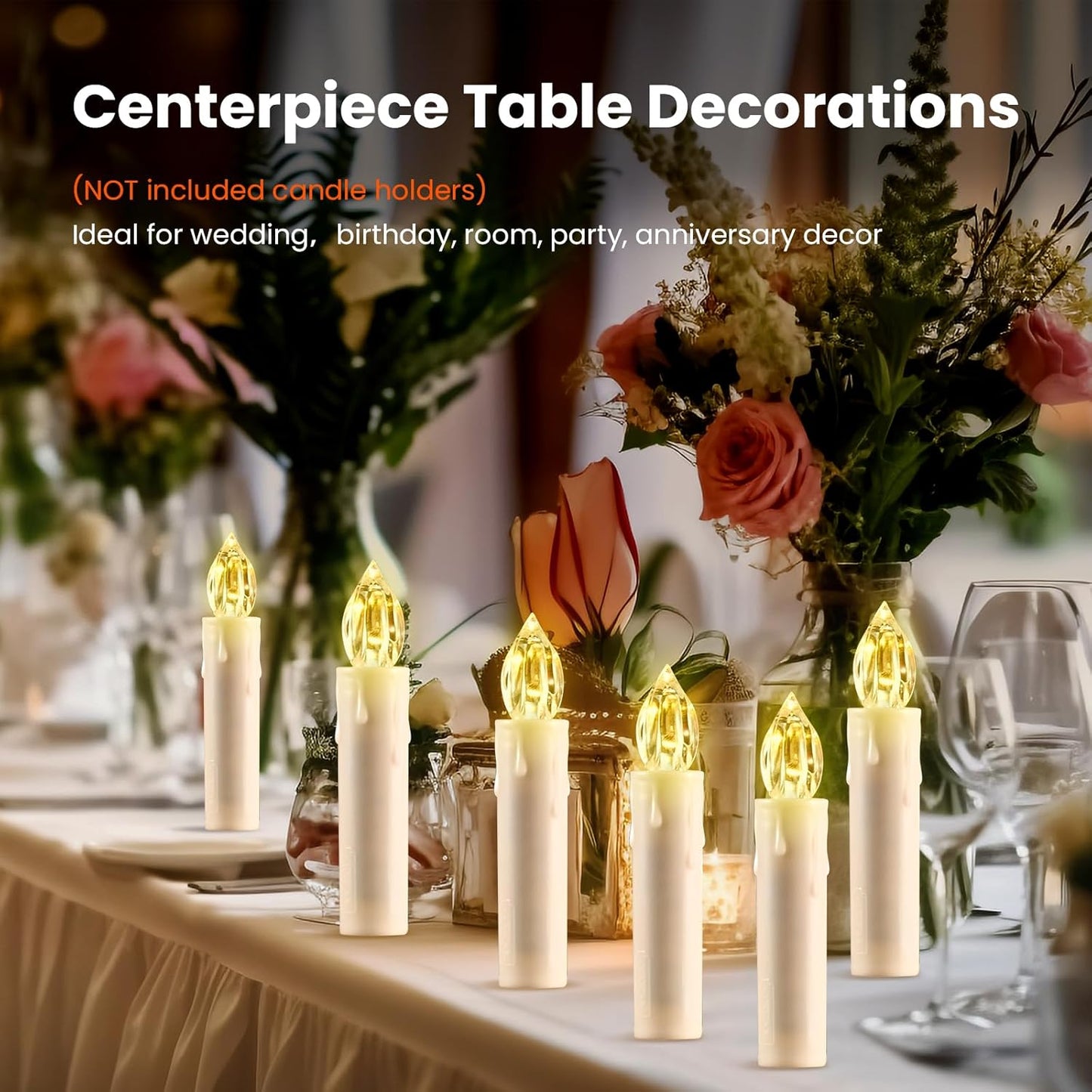 12PCS LED Flameless Candles, Cimetech Battery Operated Candle Lights with Remote Control Timer/Clips, Warm White Window Candles for Home Indoor Outdoor Wedding Halloween Christmas Trees Decor