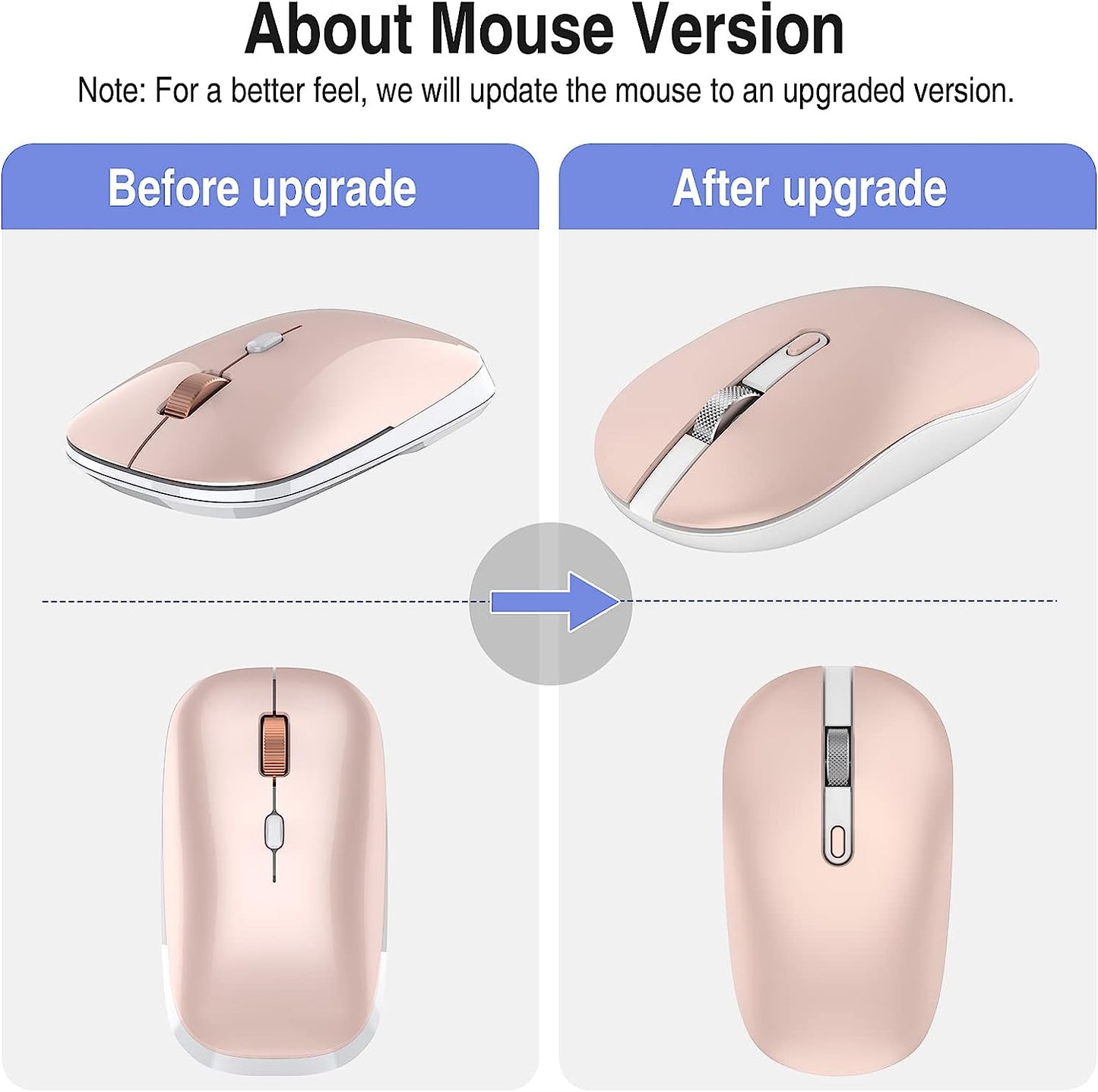 Wireless Keyboard Mouse Combo, RaceGT 2.4G Compact Full Size Wireless Keyboard and Mouse Set with Less Noise Keys, Ergonomic Design, Ultra-Thin Sleek Design, USB Silent Mouse, Pink