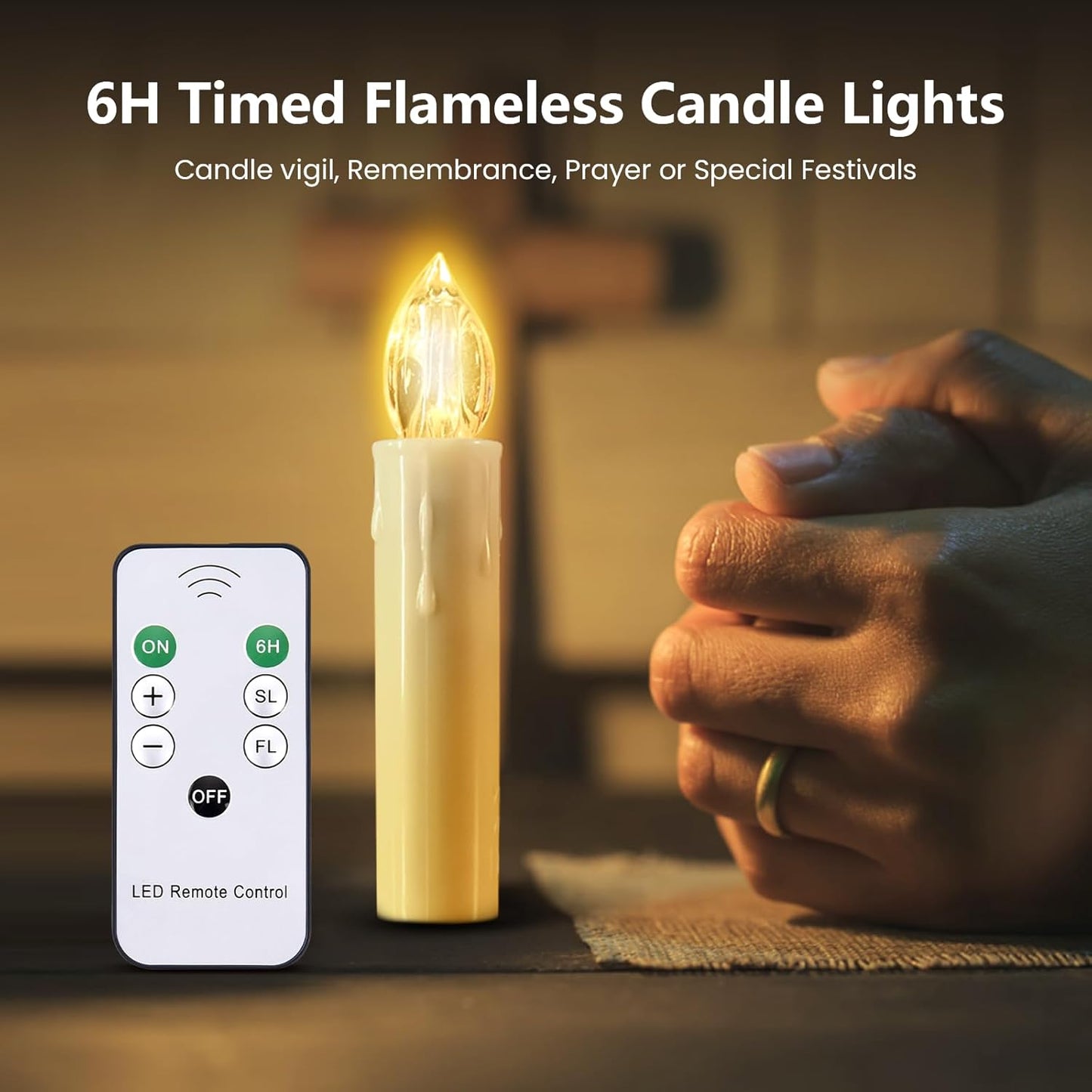 12PCS LED Flameless Candles, Cimetech Battery Operated Candle Lights with Remote Control Timer/Clips, Warm White Window Candles for Home Indoor Outdoor Wedding Halloween Christmas Trees Decor