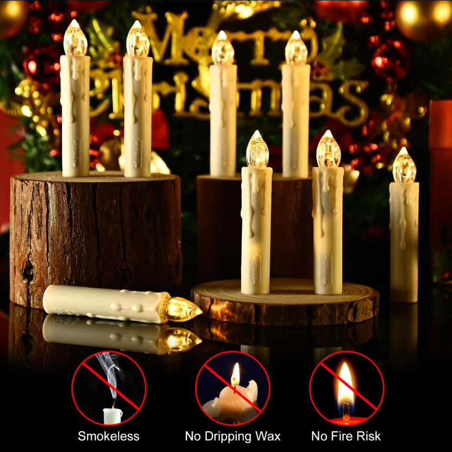 20PCS Floating Candles with Remote Control, Christmas Decoration Flickering Magic Hanging Flameless Candles with Clips/Hooks, Fall Table Decor Home Room Birthday Party Anniversaries