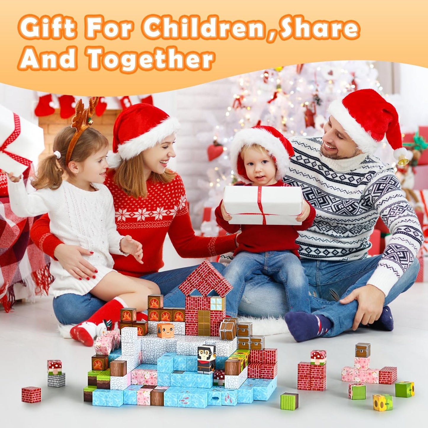 100PCS Magnetic Blocks Building Cubes for Boys & Girls Age 3-5 6-8, Sensory Toys for Toddler Boy Girl, Fidget Cubes Construction Magnetic Kids Toys Gifts for Halloween, Christmas, Birthday