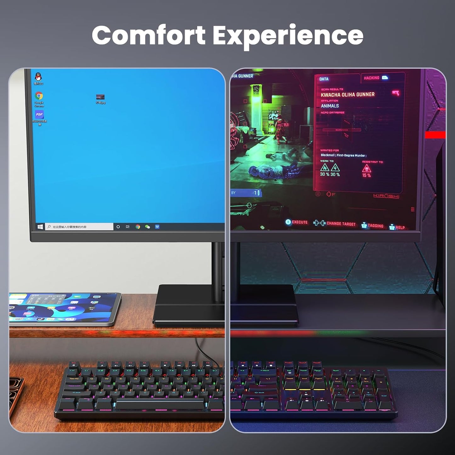 Wired Mechanical Keyboard,104 Keys Full Size LED Backlit Keyboard with Red Switch, Light Up USB Computer Gaming Keyboard for PC Mac Xbox Gamer