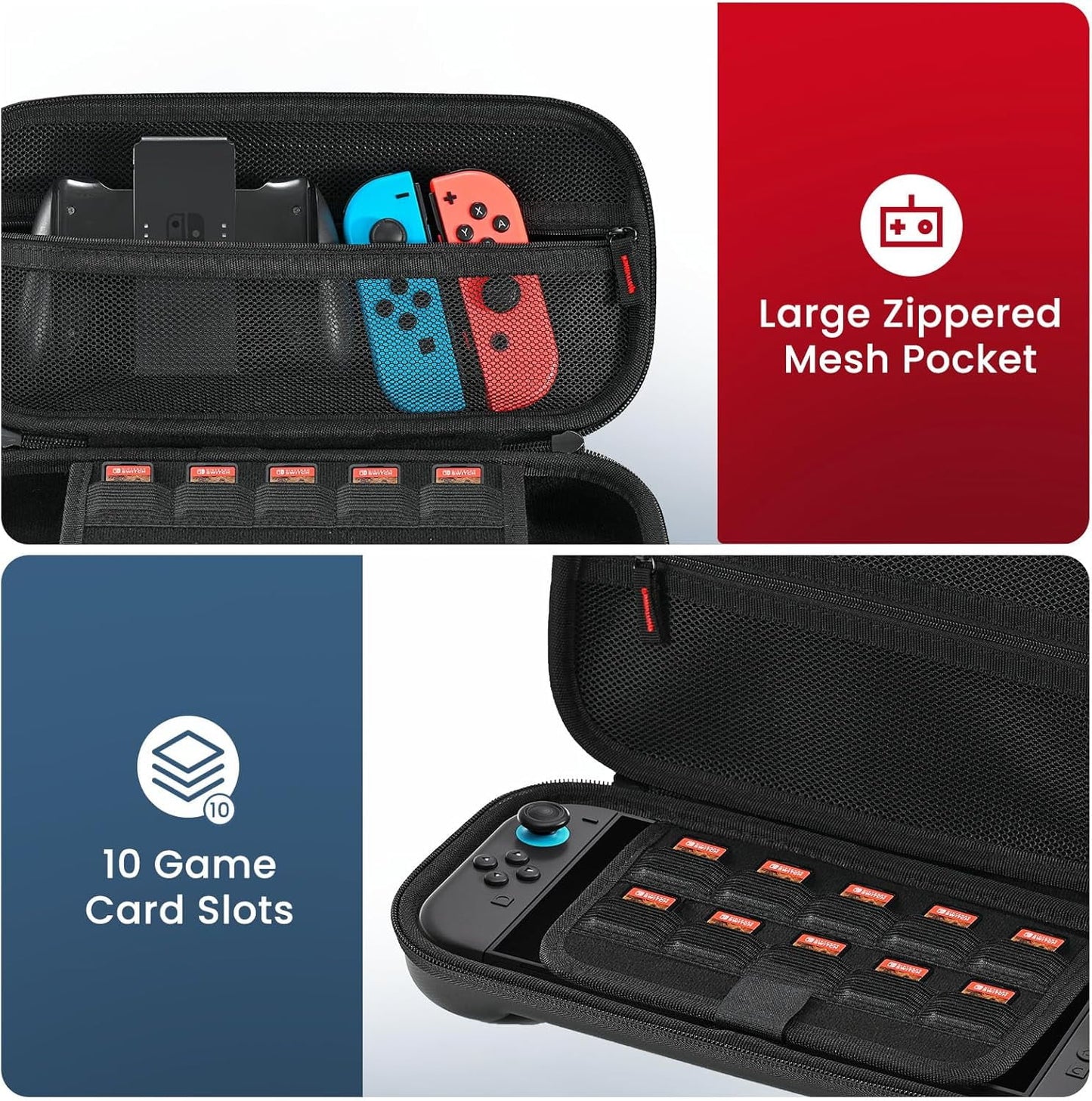 Nintendo Switch Case & Accessories, Including Screen Protector & 2 Thumb Grip Caps, Carrying Bag for Storage Travel, Compatible with NSW2 (2025)
