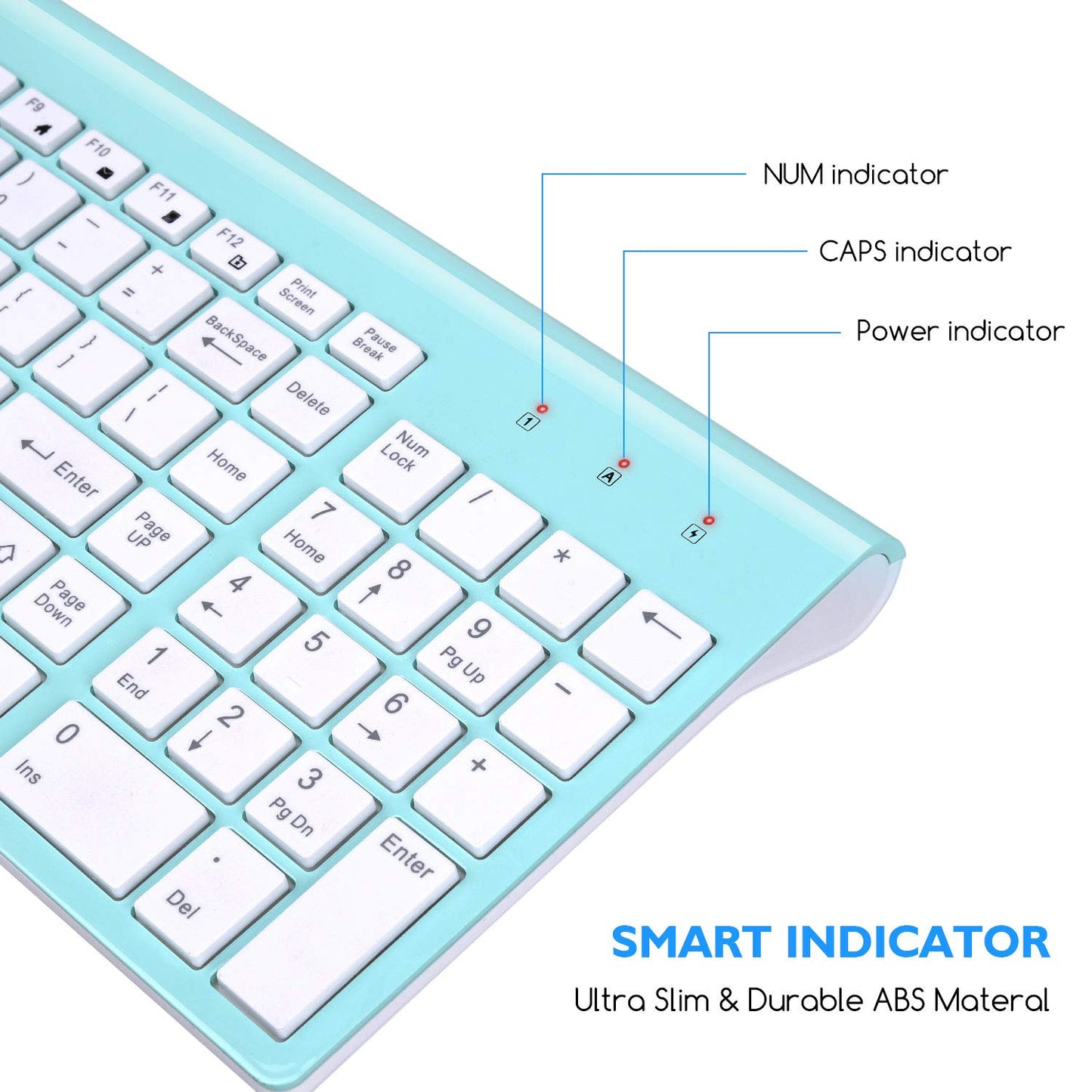 Cimetech Wireless Keyboard Mouse and Combo, Compact Full Size Keyboard and Mouse Set 2.4G Ultra-Thin Sleek Design for Windows, Computer, Desktop, PC, Notebook, Laptop-Blue