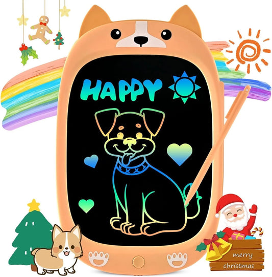 Toddler Kids Toys Gifts - 10 Inch LCD Writing Tablet Kids Doodle Board, Colorful Drawing Tablet Pad, Kids Games Christmas Birthday Dogs Toys for 3 4 5 6 7 Years Old Girls Boys(Yellow)