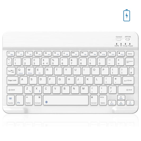 Cimetech Bluetooth Keyboard, Ultra-Slim Wireless Keyboard Quiet Portable Design with Built-in Rechargeable Battery, Fast Charging for iPad, iPhone, MacBook, Tablet,IOS, Android 3.0 and Above OS White