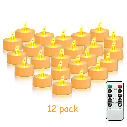 LED Tea Lights Candles 12 Pack Flameless Candles, Realistic Battery Operated Candles for Home Decoration, Flickering Bright Votive Candles with Warm Yellow Light for Party, Wedding, Valentine's Day