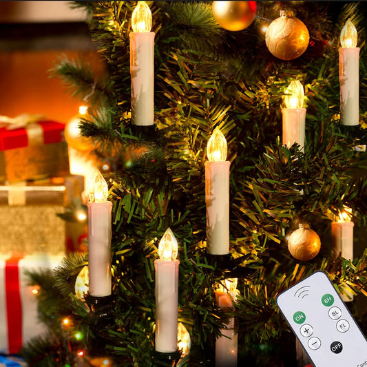 12PCS LED Flameless Candles, Cimetech Battery Operated Candle Lights with Remote Control Timer/Clips, Warm White Window Candles for Home Indoor Outdoor Wedding Halloween Christmas Trees Decor