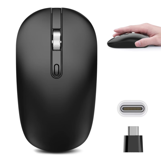 cimetech Type C Wireless Mouse, USB C Mice 2.4G Silent Cordless with Type C Receiver, Portable Computer Mouse for Laptop, Notebook, MacBook Pro Air, Windows, Linux - Ambidextrous Black