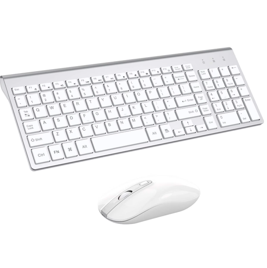 Wireless Keyboard Mouse Combo, Cimetech Compact Full Size Wireless Keyboard and Mouse Set 2.4G Ultra-Thin Sleek Design for Windows, Computer, Desktop, PC, Notebook, Laptop-Silver