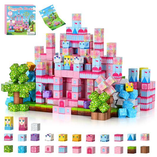 Magnetic Blocks, Upgraded 200pcs Magnet Tiles Building Set for Boys & Girls, Magnetic Cubes Toys, STEM Montessori Sensory Toys for Kids, Birthday Festival Gifts for Ages 3+ Years Old (Castle)