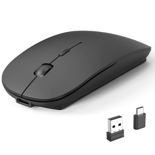 RaceGT Bluetooth Mouse for MacBook Pro/Air, Wireless Rechargeable Portable Silent Mouse for Laptop, BT5.4 & USB C & USB A Tri-Mode Cordless Mice for MacBook, Mac, PC, Desktop and Multi-Device-Black