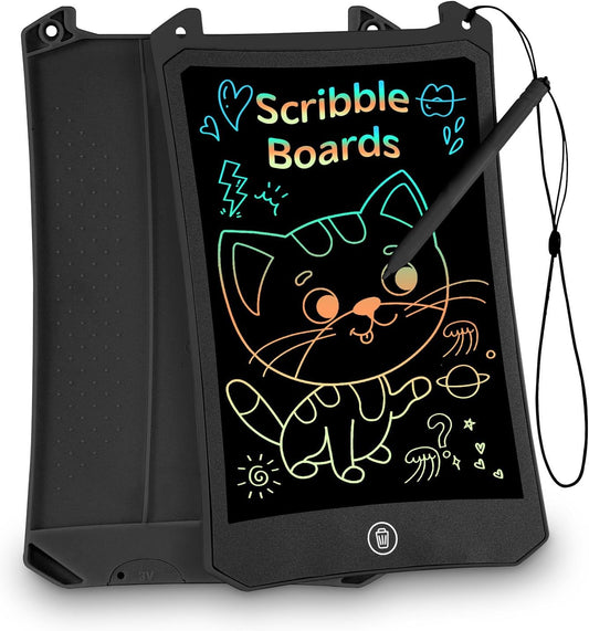 LCD Writing Tablet, 8.5 inch Reusable Drawing Pad for Kids, Colourful Screen Drawing Tablet Doodle Board w/ Stylus Pen, Toy for 3 4 5 6 7 8 Years Old Kids, Gifts for Kids and Adults, Black