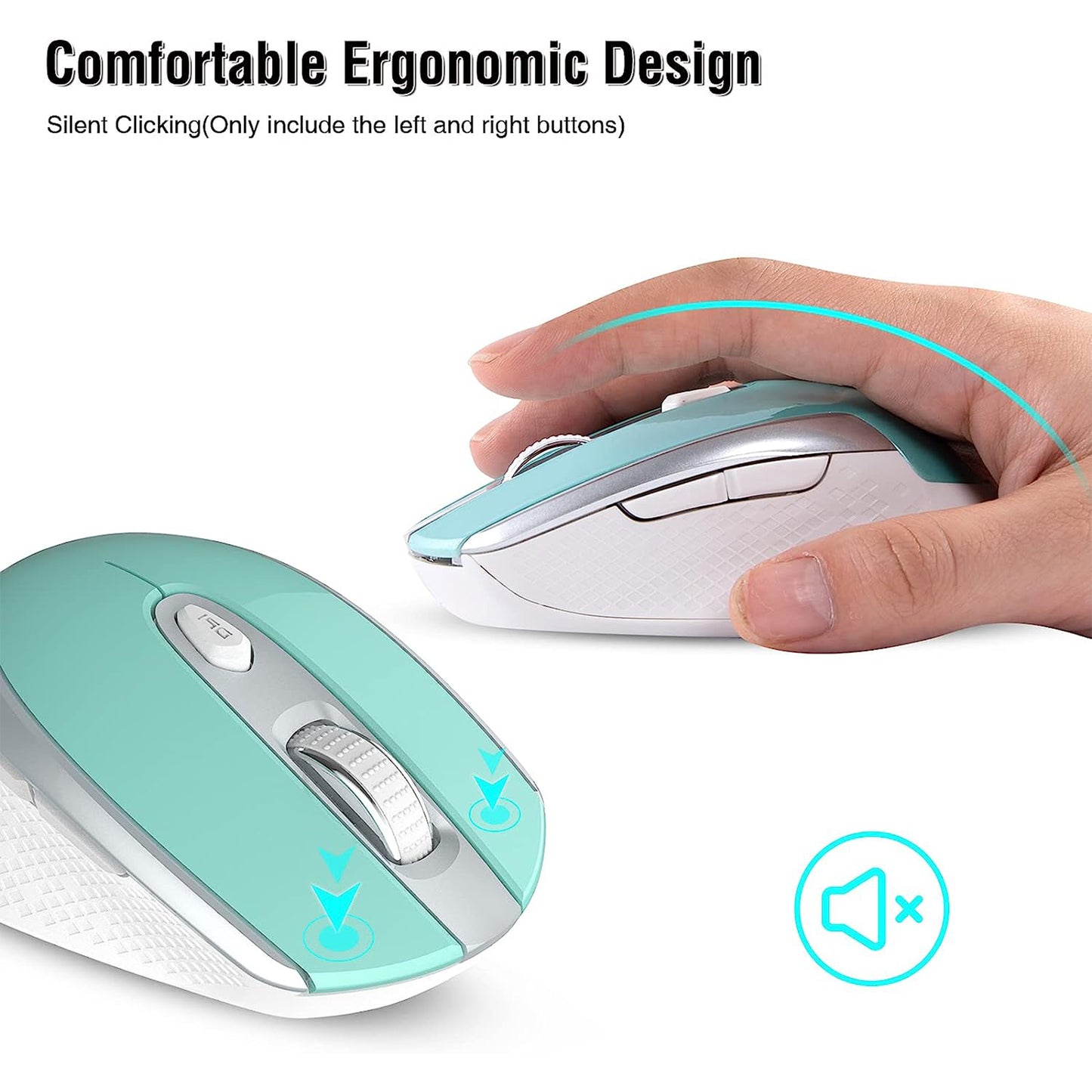 Computer Mouse Wireless, RaceGT 2.4G Ergonomic Optical Mouse, Computer Mouse for Laptop, PC, Computer, Chromebook, Notebook, Auto-sleep Mode, USB Receiver, 6 Buttons, 3 Adjustment DPI, Blue