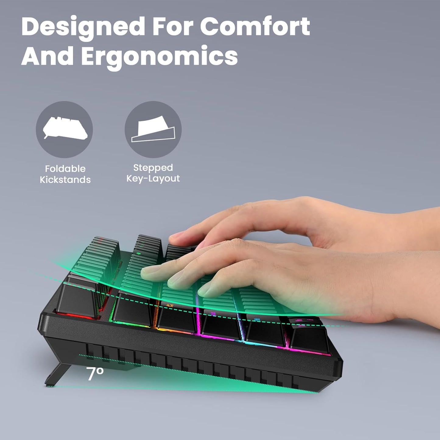 Wired Mechanical Keyboard,104 Keys Full Size LED Backlit Keyboard with Red Switch, Light Up USB Computer Gaming Keyboard for PC Mac Xbox Gamer