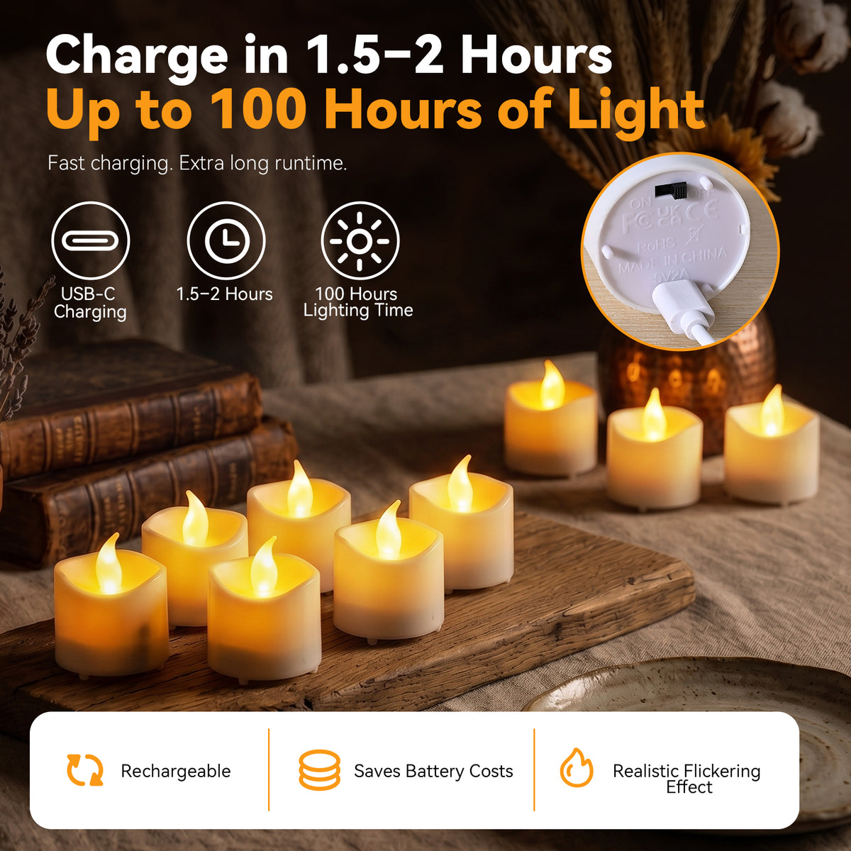 12PCS LED Rechargeable Tealight Candles with Remote Timer, Battery Operated Flameless Tea Light Candle, Fake Flickering Votive Candles for Home Centerpiece Table,Anniversary, Halloween, Ramadan Decor