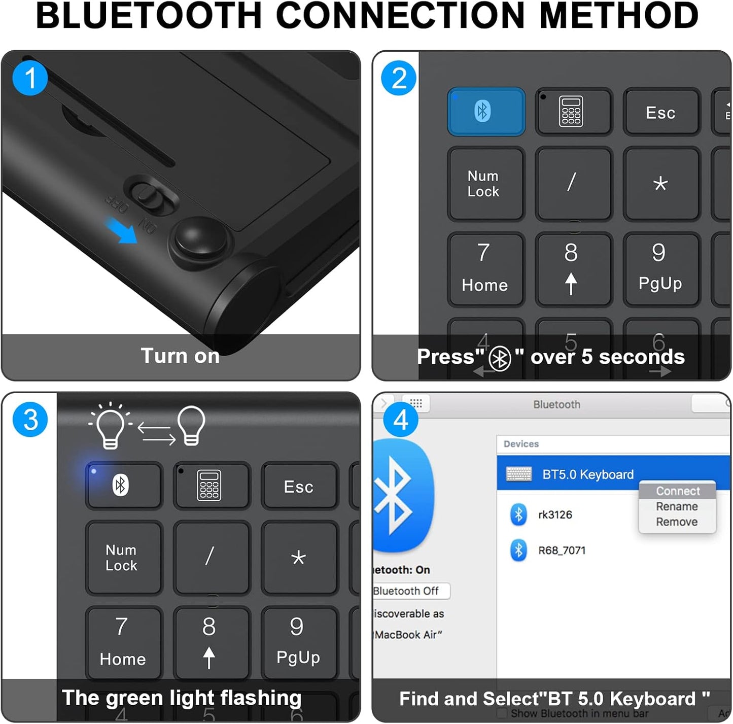 cimetech Bluetooth Numpad Wireless Number Pad with 22 Keys 10 Multifunctional Keys Multimedia Keys, Portable Mini Financial Accounting Wireless Numeric Pad for Windows/Laptop/Desktop/Notebook (Black)
