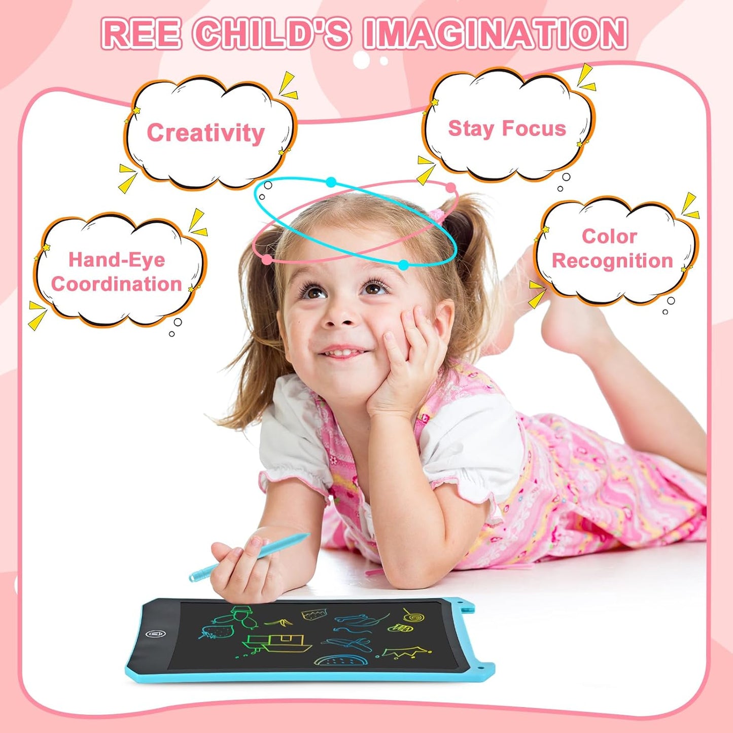 2 Pack LCD Writing Tablet, 8.5 inch Reusable Drawing Pad for Kids, Colourful Screen Drawing Tablet Doodle Board w/ Stylus Pen, Toy for 3 4 5 6 7 8 Years Old Kids, Gifts for Kids and Adults