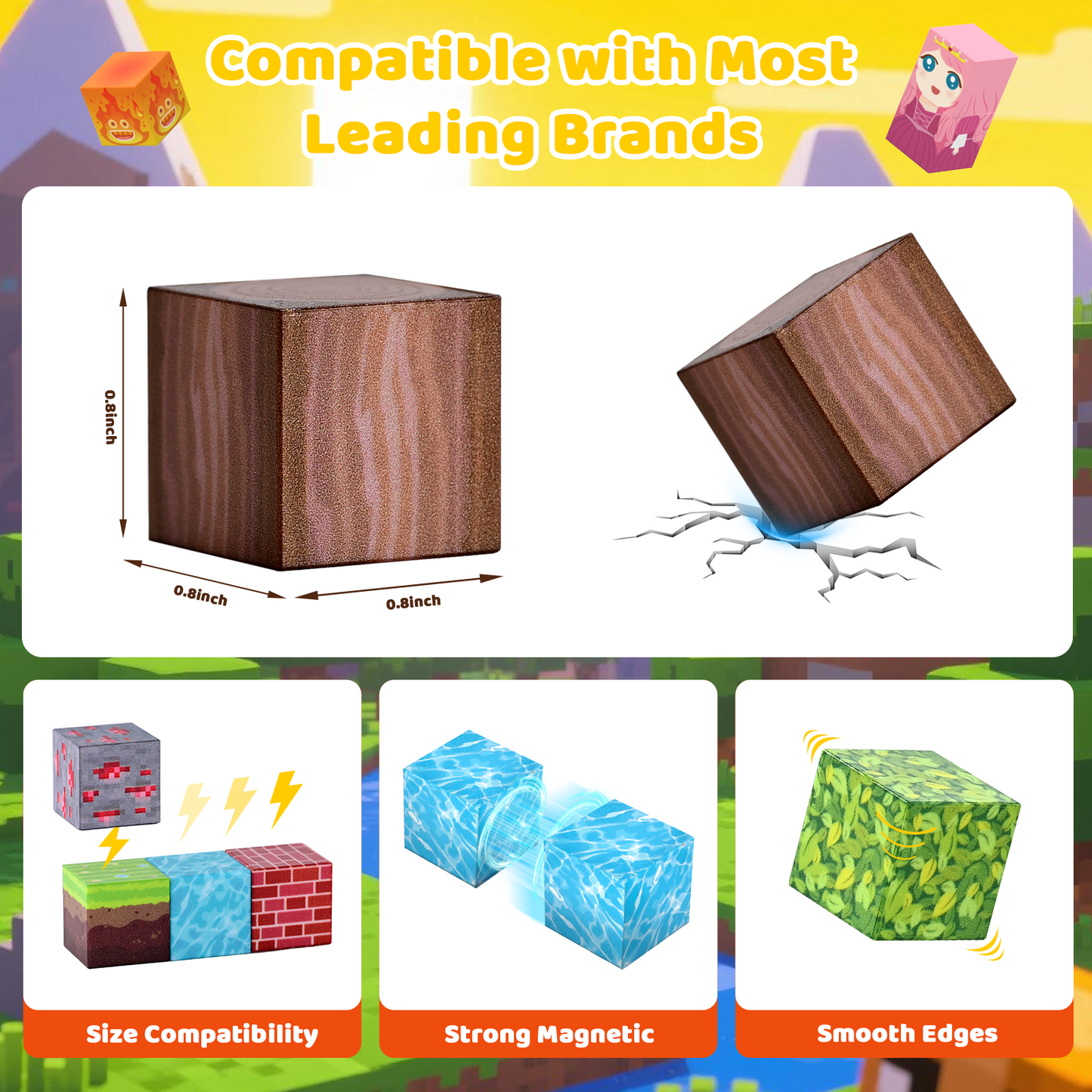 Magnetic Blocks, Upgraded 200pcs Magnet Tiles Building Set for Boys & Girls, Magnetic Cubes Toys, STEM Montessori Sensory Toys for Kids, Birthday Festival Gifts for Ages 3+ Years Old (Lava)