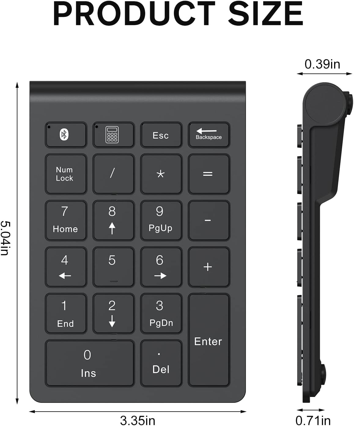cimetech Bluetooth Numpad Wireless Number Pad with 22 Keys 10 Multifunctional Keys Multimedia Keys, Portable Mini Financial Accounting Wireless Numeric Pad for Windows/Laptop/Desktop/Notebook (Black)