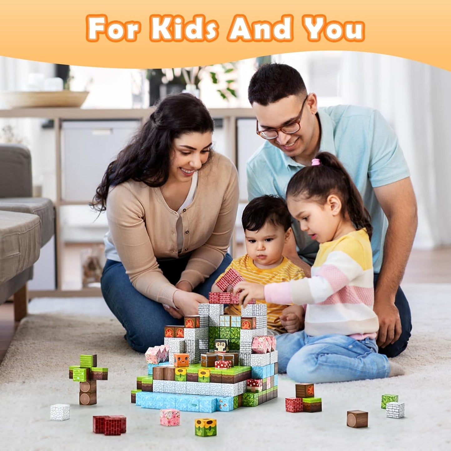 100PCS Magnetic Blocks Building Cubes for Boys & Girls Age 3-5 6-8, Sensory Toys for Toddler Boy Girl, Fidget Cubes Construction Magnetic Kids Toys Gifts for Halloween, Christmas, Birthday