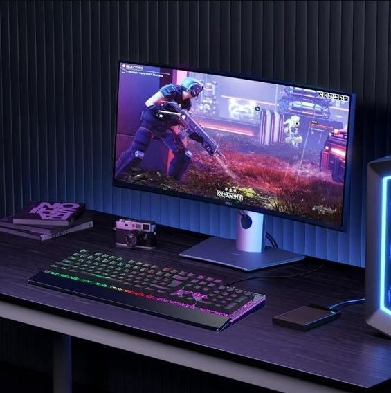 RaceGT Wired Mechanical Gaming Keyboard, RGB Backlit Computer Keyboard with Wrist Rest, 104 Keys Full Size Membrane Gaming Keyboard Splash-Proof Design Metal Panel for Windows, Mac, PC, Laptop