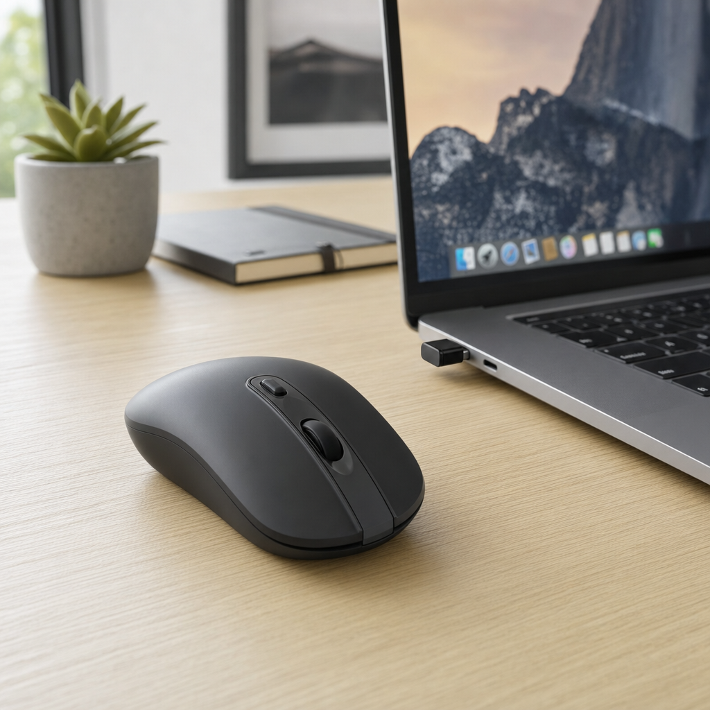 RaceGT Wireless Mouse Slim Ultra Thin 2.4G Wireless Computer Mouse with Type-C Nano USB Receiver, Portable Silent Office Mouse for Laptop Desktop PC, Portable Travel Office Mouse,Black