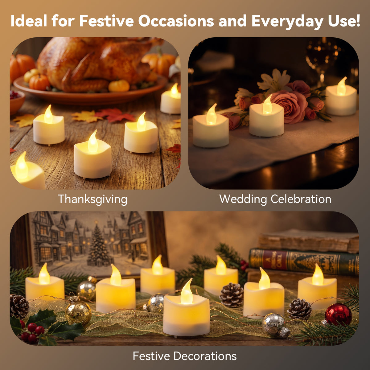 12PCS LED Rechargeable Tealight Candles with Remote Timer, Battery Operated Flameless Tea Light Candle, Fake Flickering Votive Candles for Home Centerpiece Table,Anniversary, Halloween, Ramadan Decor