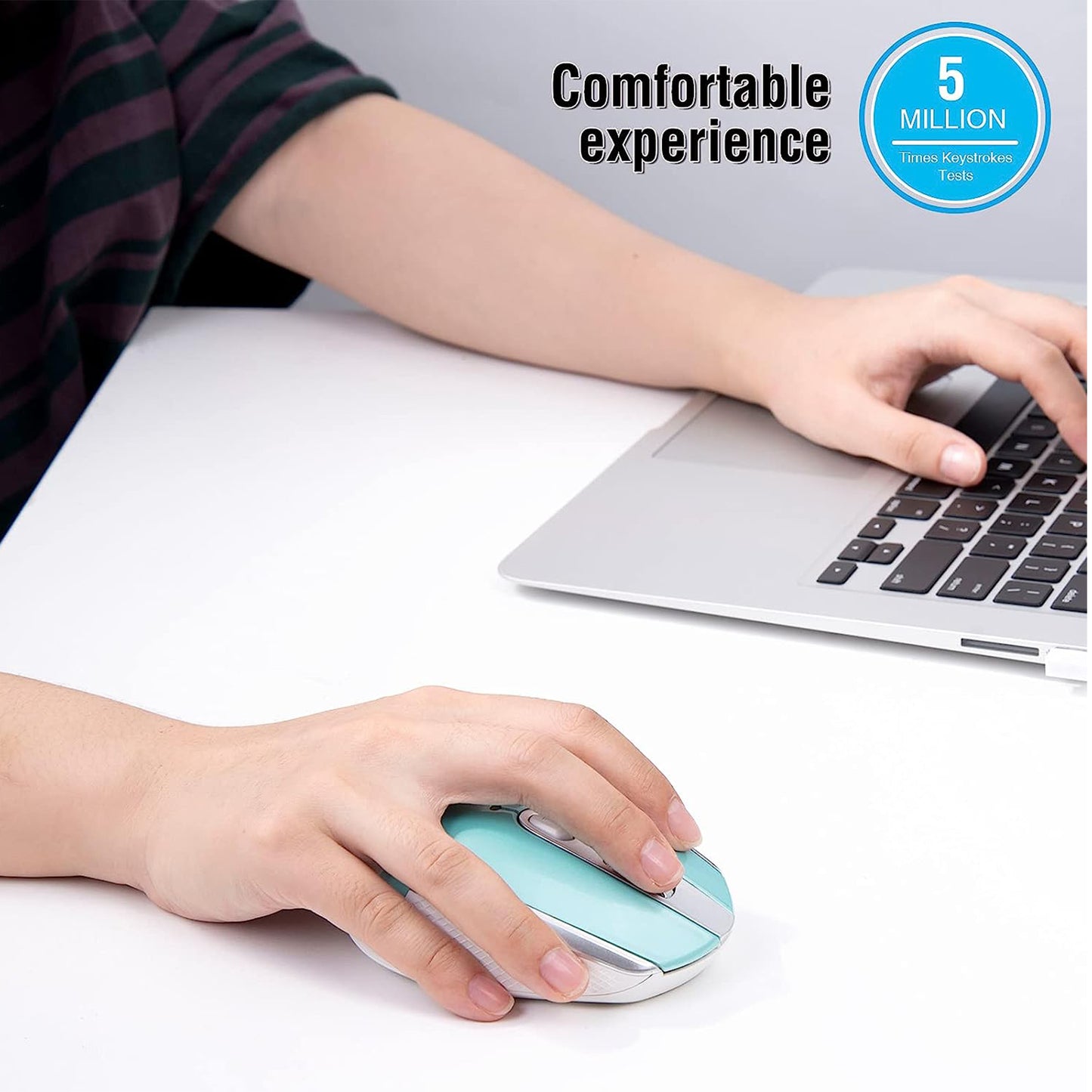 Computer Mouse Wireless, RaceGT 2.4G Ergonomic Optical Mouse, Computer Mouse for Laptop, PC, Computer, Chromebook, Notebook, Auto-sleep Mode, USB Receiver, 6 Buttons, 3 Adjustment DPI, Blue