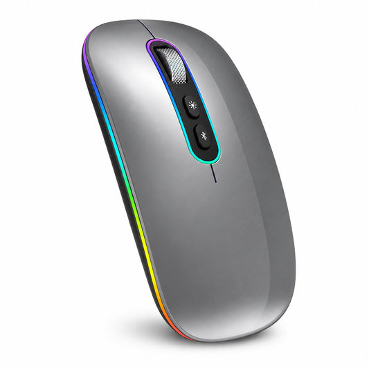 Cimetech Wireless Bluetooth Mouse Rechargeable, Computer Mice with Dual Mode (Bluetooth 5.1 and 2.4G), Compatible with iPad, Laptop, Mac, Windows Gray (Gray)
