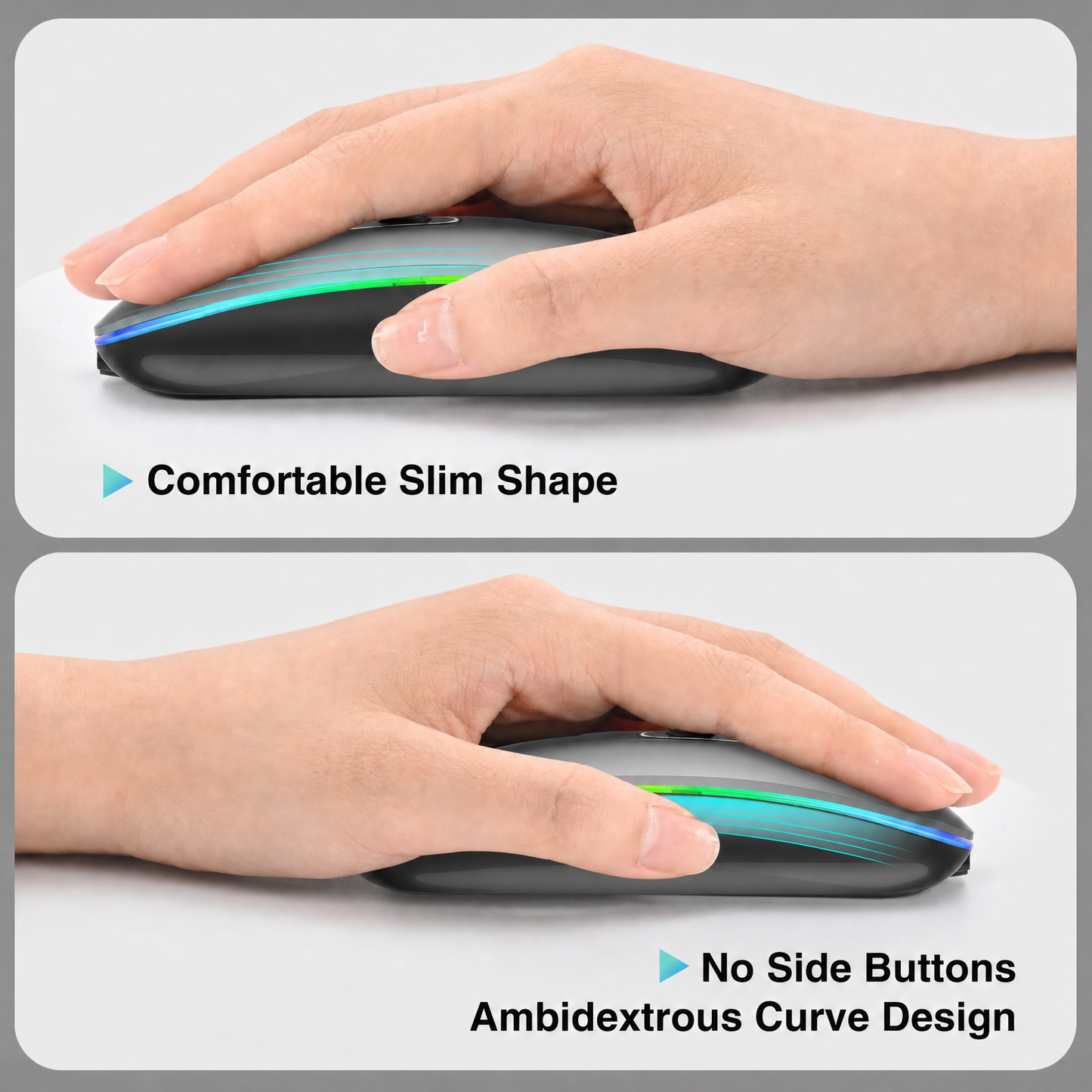 Cimetech Wireless Bluetooth Mouse Rechargeable, Computer Mice with Dual Mode (Bluetooth 5.1 and 2.4G), Compatible with iPad, Laptop, Mac, Windows Gray (Gray)