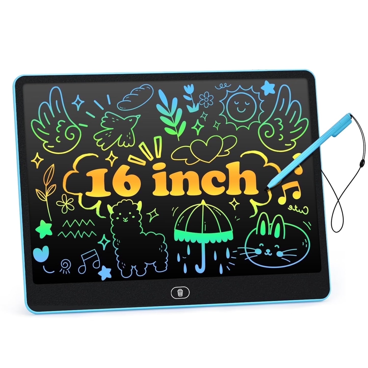 Cimetech LCD Writing Tablet, 16 inch Reusable Drawing Pad for Kids, Colorful Screen Drawing Tablet Doodle Board w/ Stylus Pen, Toy for 3 4 5 6 7 8 Years Old Girls Boys, Gift for Kids and Adults, Blue