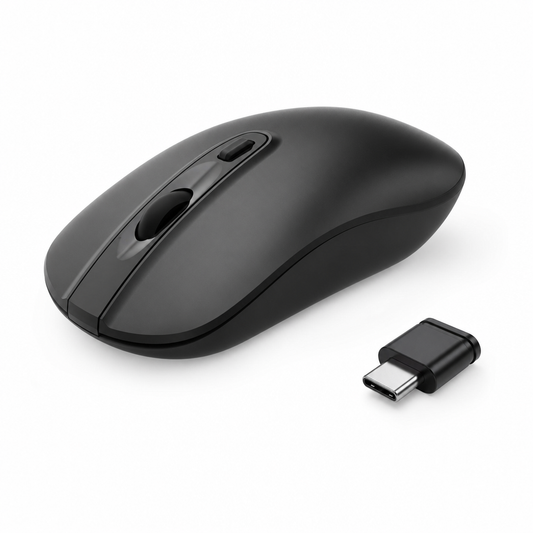RaceGT Wireless Mouse Slim Ultra Thin 2.4G Wireless Computer Mouse with Type-C Nano USB Receiver, Portable Silent Office Mouse for Laptop Desktop PC, Portable Travel Office Mouse,Black